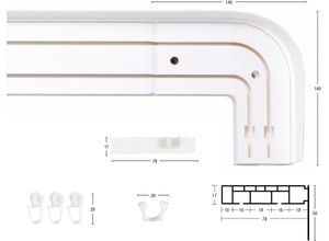 9002777231404 - Schienensystem GARESA Kunststoffschiene mit Blende Gardinenstangen Gr L 400 cm 2 läufig weiß Schienensysteme und Seilsysteme seitlich mit 2 Rundbögen (kein Spalt zwischen Vorhang Wand)