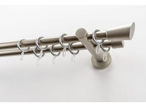 9002777308991 - Gardinenstange GARESA MOLIS Gardinenstangen Gr L 420 cm Ø 20 mm 2 läufig silberfarben (mattchromfarben) Kinder Gardinenstangen für Vorhanggarnitur verlängerbar Wandmontage Keil mit Ringe und Haken