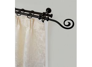 9002777313810 - Gardinenstange GARESA ESPERANCA Gardinenstangen Gr L 170 cm Ø 16 mm 2 läufig schwarz Kinder Gardinenstangen für Vorhanggarnitur verlängerbar Endknopf Spirale Eisen mit Ringe