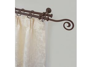 9002777314800 - Gardinenstange GARESA ESPERANCA Gardinenstangen Gr L 380 cm Ø 16 mm 1 St 2 läufig braun (rost) Kinder Gardinenstangen für Vorhanggarnitur verlängerbar Endknopf Spirale Eisen mit Ringe