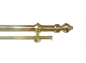 9002777325639 - Gardinenstange GARESA STANDARD Gardinenstangen Gr L 320 cm Ø 28 mm 2 läufig braun (vermessingt) Kinder Gardinenstangen für Vorhanggarnitur Kunststoff verlängerbar mit Ringe2 Lauf Gleiter