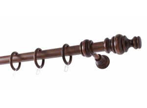 9002777327367 - Gardinenstange GARESA BAROCK Gardinenstangen Gr L 250 cm Ø 35 mm 1 läufig braun (nussbaum) Kinder Gardinenstangen für rustikale Vorhanggarnitur Holz verlängerbar mit Ringe2 Lauf Gleiter