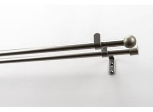 9002777332828 - Gardinenstange GARESA BOLTI mit offenem Träger Gardinenstangen Gr L 450 cm Ø 16 mm 2 läufig silberfarben (mattchromfarben) Kinder Gardinenstangen für Vorhanggarnitur verlängerbar Wandmontage ohne Ringe