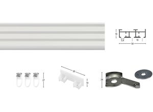 9002777336772 - Gardinenschiene GARESA Flächenvorhangschiene Compact Gardinenstangen Gr L 500 cm 3 läufig weiß Gardinenschienen Aluminiumschiene für Vorhänge mit Gleiter verlängerbar Decke