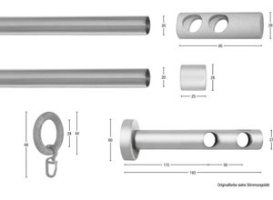 9002777353052 - Gardinenstange GARESA PANDORA Gardinenstangen Gr L 130 cm Ø 20 mm 1 St 2 läufig braun (mattchromfarben nussbaum) Gardinenstangen nach Maß VorhanggarniturInnenlaufgarnitur verlängerbar Knopf mAusschnitte