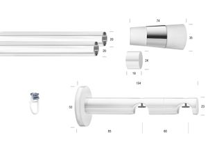 9002777358781 - Gardinenstange GARESA WHITE Gardinenstangen Gr L 360 cm Ø 20 mm 1 St 2 läufig weiß Gardinenstangen nach Maß Vorhanggarnitur Innenlauf verlängerbar Wandmont Endknopf 2-färbig