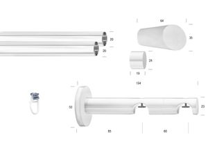 9002777359580 - Gardinenstange GARESA WHITE Gardinenstangen Gr L 380 cm Ø 20 mm 1 St 2 läufig weiß Gardinenstangen nach Maß Vorhanggarnitur Innenlauf verlängerbar Endknopf abgeschrägt