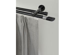 9002777361859 - Gardinenstange GARESA BLACK Gardinenstangen Gr L 310 cm Ø 20 mm 1 St 2 läufig schwarz Gardinenstangen nach Maß Vorhanggarnitur Innenlauf verlängerbar Knopf abgeschrägt 2-farbig