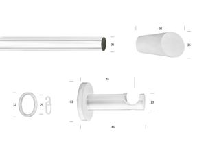 9002777364317 - Gardinenstange GARESA WHITE Gardinenstangen Gr L 430 cm Ø 20 mm 1 St 1 läufig weiß Gardinenstangen nach Maß Vorhanggarnitur verlängerbar Wandmontage Endknopf abgeschrägt