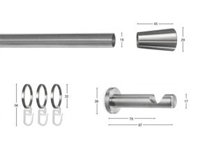 9002777377706 - Gardinenstange GARESA ROSA Gardinenstangen Gr L 170 cm Ø 16 mm 1 St 1 läufig silberfarben (edelstahlfarben) Gardinenstangen nach Maß Vorhanggarnitur verlängerbar Wandmontage Endknopf Stumpf mit Ringe