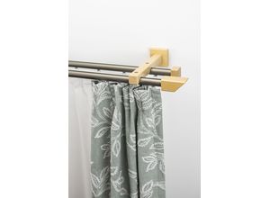 9002777397216 - Gardinenschiene GARESA Cubus Quadros Innenlauf Gardinenstangen Gr L 150 cm 1 St 2 läufig beige (natur chromfarben) Gardinenschienen Innenlauf-Vorhanggarnitur verlängerbar Holz-Aluminium