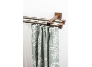 9002777405157 - Gardinenschiene GARESA Cubus Quad Innenlauf Gardinenstangen Gr L 440 cm 1 St 2 läufig braun (chromfarben nussbaum) Gardinenschienen Innenlauf-Vorhanggarnitur verlängerbar Holz-Aluminium