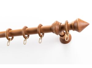 9002777407205 - Gardinenstange GARESA Palmo braun (kirschbaum) Gardinenstangen Kinder L 300cm Ø 28mm 1 läufig Holz Vorhanggarnitur aus Holz verlängerbar mit Ringe2 Lauf Gleiter L300cm