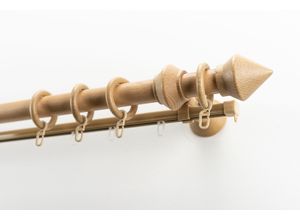 9002777408011 - Gardinenstange GARESA Palmo Gardinenstangen Gr B L 27 cm x 330 cm 1 St 2 läufig braun (buchefarben) Kinder Gardinenstangen für Vorhanggarnitur aus Holz verlängerbar mit Ringe2 Lauf Gleiter