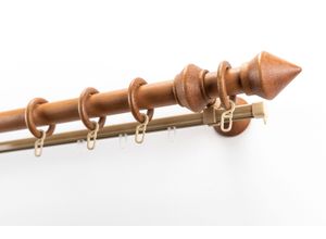 9002777408554 - Gardinenstange GARESA Palmo Gardinenstangen Gr B L 27 cm x 480 cm 1 St 2 läufig braun (kirschbaum) Kinder Gardinenstangen für Vorhanggarnitur aus Holz verlängerbar mit Ringe2 Lauf Gleiter