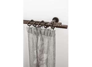 9002777411745 - Gardinenstange GARESA PEMPIA braun (nussbaum) Gardinenstangen Kinder L 430cm Ø 20mm 2 läufig Holz Metall Vorhanggarnitur verlängerbar Knopf mAusschnitte mit Ringe L430cm