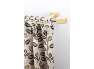 9002777420549 - Gardinenstange GARESA CUBUS Gardinenstangen Gr L 470 cm Ø 20 mm 1 läufig beige (natur chromfarben) Gardinenstangen nach Maß Vorhanggarnitur verlängerbar Endknopf eckig mit Ringe