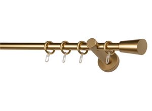 9002777483810 - Gardinenstange GARESA CLASSICO MOLIS gold (goldfarben) L200cm Gardinenstangen Vorhanggarnitur verlängerbar Wandmontage Keil mit Ringe und Haken