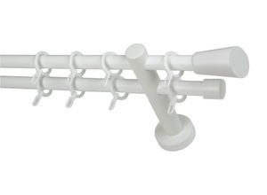 9002777485135 - Gardinenstange GARESA CLASSICO MOLIS weiß L350cm Gardinenstangen Vorhanggarnitur verlängerbar Wandmontage Keil mit Ringe und Haken