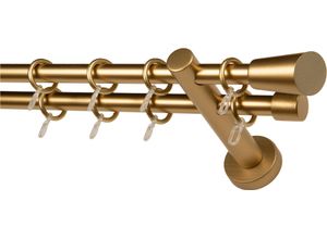 9002777485449 - Gardinenstange GARESA CLASSICO MOLIS gold (goldfarben) L270cm Gardinenstangen Vorhanggarnitur verlängerbar Wandmontage Keil mit Ringe und Haken