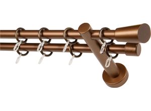 9002777486156 - Gardinenstange GARESA CLASSICO MOLIS braun (bronzefarben) L200cm Gardinenstangen Vorhanggarnitur verlängerbar Wandmontage Keil mit Ringe und Haken