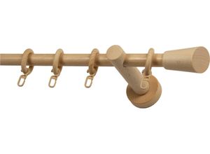9002777486866 - Gardinenstange GARESA CLASSICO MOLIS beige (natur) L130cm Gardinenstangen Vorhanggarnitur verlängerbar Wandmontage Keil mit Ringe und Haken