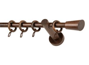 9002777487337 - Gardinenstange GARESA CLASSICO MOLIS braun (nussbaumfarben) L210cm Gardinenstangen Vorhanggarnitur verlängerbar Wandmontage Keil mit Ringe und Haken