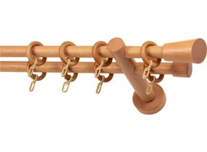 9002777487948 - Gardinenstange GARESA CLASSICO MOLIS rot (rotbuchefarben) L430cm Gardinenstangen Vorhanggarnitur verlängerbar Wandmontage Keil mit Ringe und Haken