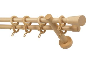 9002777488075 - Gardinenstange GARESA CLASSICO MOLIS beige (natur) L170cm Gardinenstangen Vorhanggarnitur verlängerbar Wandmontage Keil mit Ringe und Haken