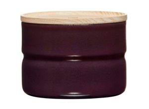 9003064015134 - Riess Vorratsdose mit Holzdeckel Ø8cm 230ml H 6cm Dark Aubergine Emaille