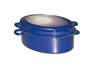 9003064120814 - Riess-kelomat - Riess Gänsebräter oval mit Deckel 42cm Backen Braten blau Emaille