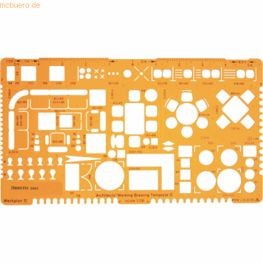 9003182050628 - Architektur-Werkschablone 2 150 225 x 125 mm Tuschenoppen Architektur-Werkschablone 9003182050628 Aristo