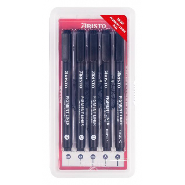 9003182235353 - Pigment Liner Grafik 5er-Set schwarz in 0050408RundKeil 9003182235353 Aristo