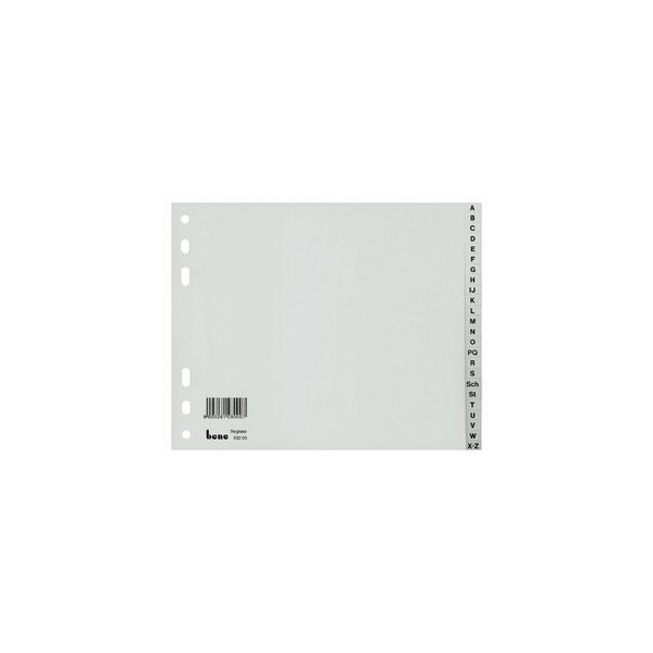 9003261280007 - Bene A - Z Kunststoffregister DIN A4 Grau Grau 24-teilig PVC-freies PP (Polypropylen) 6 Löcher