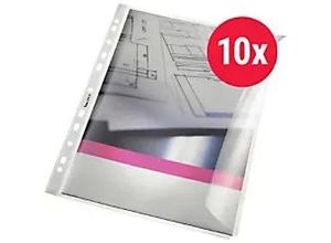 9003265680001 - Bene ClearView Prospekthüllen DIN A4 Genarbt Transparent 130 Mikron PP (Polypropylen) Seitlich 11 Löcher 10 Stück