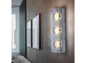 9003348102864 - - Deckenleuchte Deckenlampe Wandleuchte Wandlampe Stahl gebürstet chrom Glas satiniert 3x led 3 Watt 260 Lumen warmweiß HxBxT 10x35x75