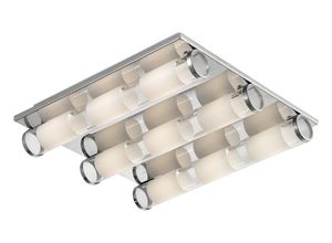 9003348131154 - Deckenleuchte Glas satiniert Wohnzimmerleuchte Decke Deckenlampe chrom Alu 9 LED 3W 300Lm warmweiß LxBxH 40x40x8 cm