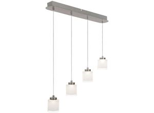 9003348899207 - - Pendelleuchte Hängelampe Pendellampe Esszimmerleuchte Wohnzimmer 4 flammig Stahl silber Glas satiniert 4x led 5W 1600Lm 3000K HxB 120x65 cm