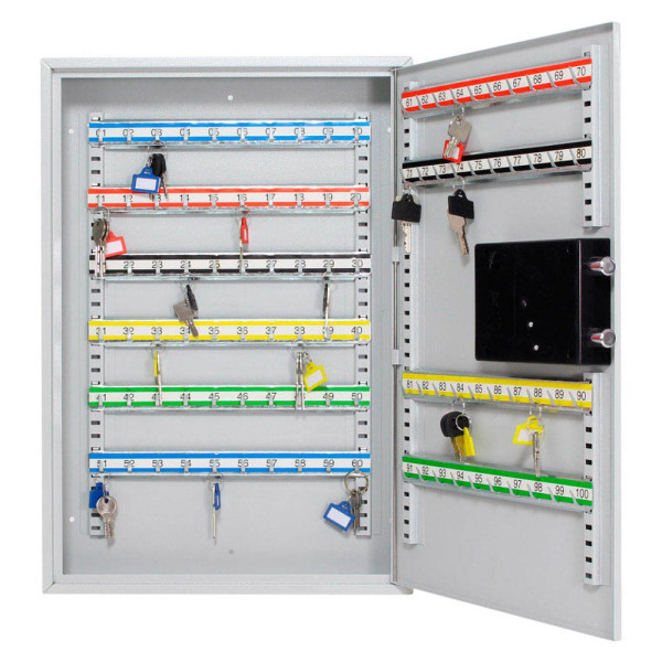 9006072108034 - ROTTNER S100 EL Schlüsselkasten grau mit 100 Haken Elektronikschloss