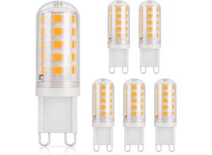 9006782251815 - Aougo - 6 Stück G9 LED-Lampe 3 w 430 lm entspricht 40 w Halogen warmweiß 3000 k 220–240 v cri 85 nicht dimmbar energiesparend Keramiksockel