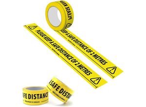 9006782255684 - 2 Rollen Klebeband für soziale Distanzierung Abstand halten Beschilderung Warnband Warnmarkierungsband Sicherheitsband Bodenwarnband – 48 mm x