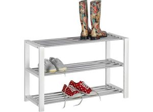 9007019751160 - Carryhome Schuhregal  Weiß Chrom  Metall Holzwerkstoff  80x50x30 cm  Typenauswahl  Garderobe Schuhaufbewahrung Schuhregale