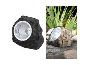 9007371125340 - LED Gartendeko Solarleuchte in Steinoptik aus grauem Kunststoff