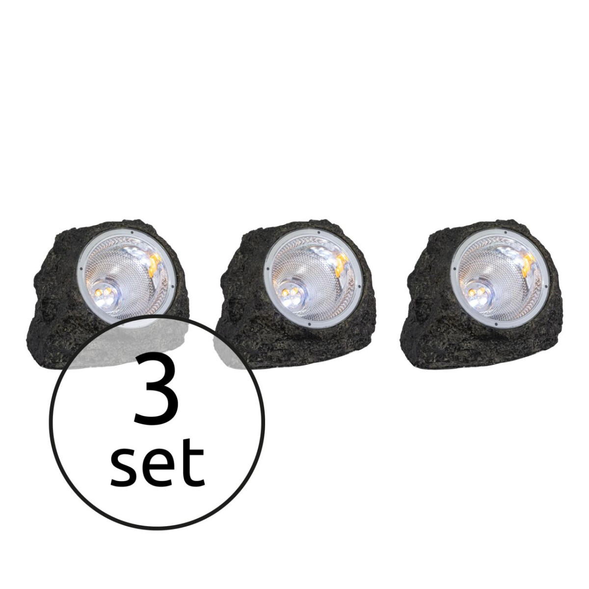 9007371159932 - Etc-shop - 3er set led Solar-Gartenstrahler Selbstaufladend Aussenleuchte Stein-Design Solar