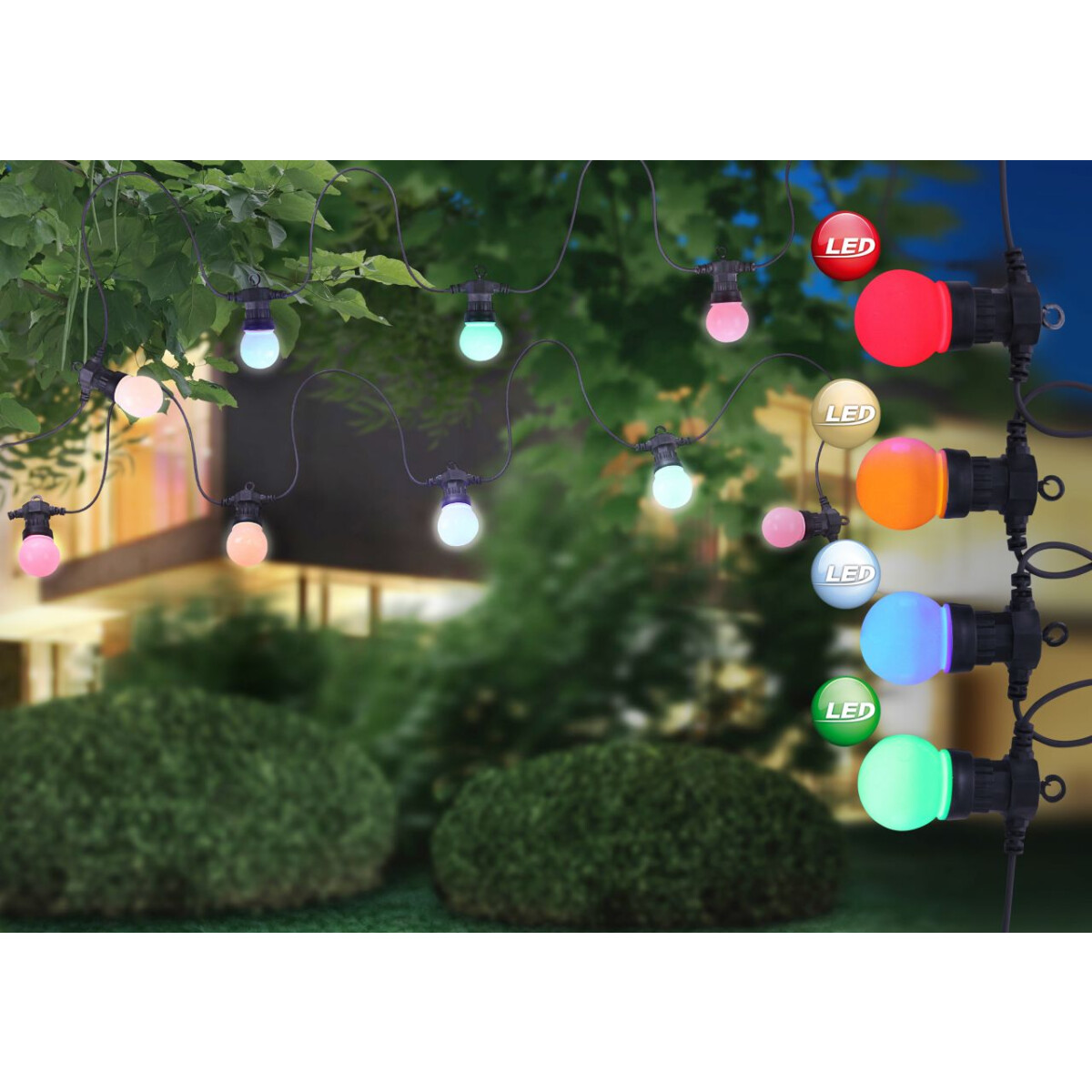 9007371299379 - Trendline - Globo Party-Lichterkette 10 led für aussen bunt Partybeleuchtung Garten