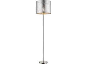 9007371324477 - - Design Steh Leuchte Stoff Decken Fluter Lese Stand Lampe silber glänzend 15188S