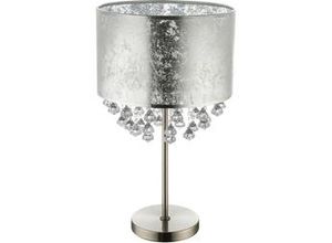 9007371369973 - Tischleuchte Nachttischleuchte Tischlampe Esszimmer Balttsilber Stofflampe Höhe 56 cm nickel matt Schnurschalter 1x E27 Fassung D 32 cm