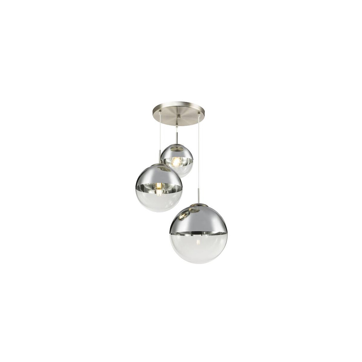 9007371383443 - Hänge Leuchte Kugeln transparent Glas Nickel matt Chrom Wohn Zimmer Beleuchtung Lampe 15851-3