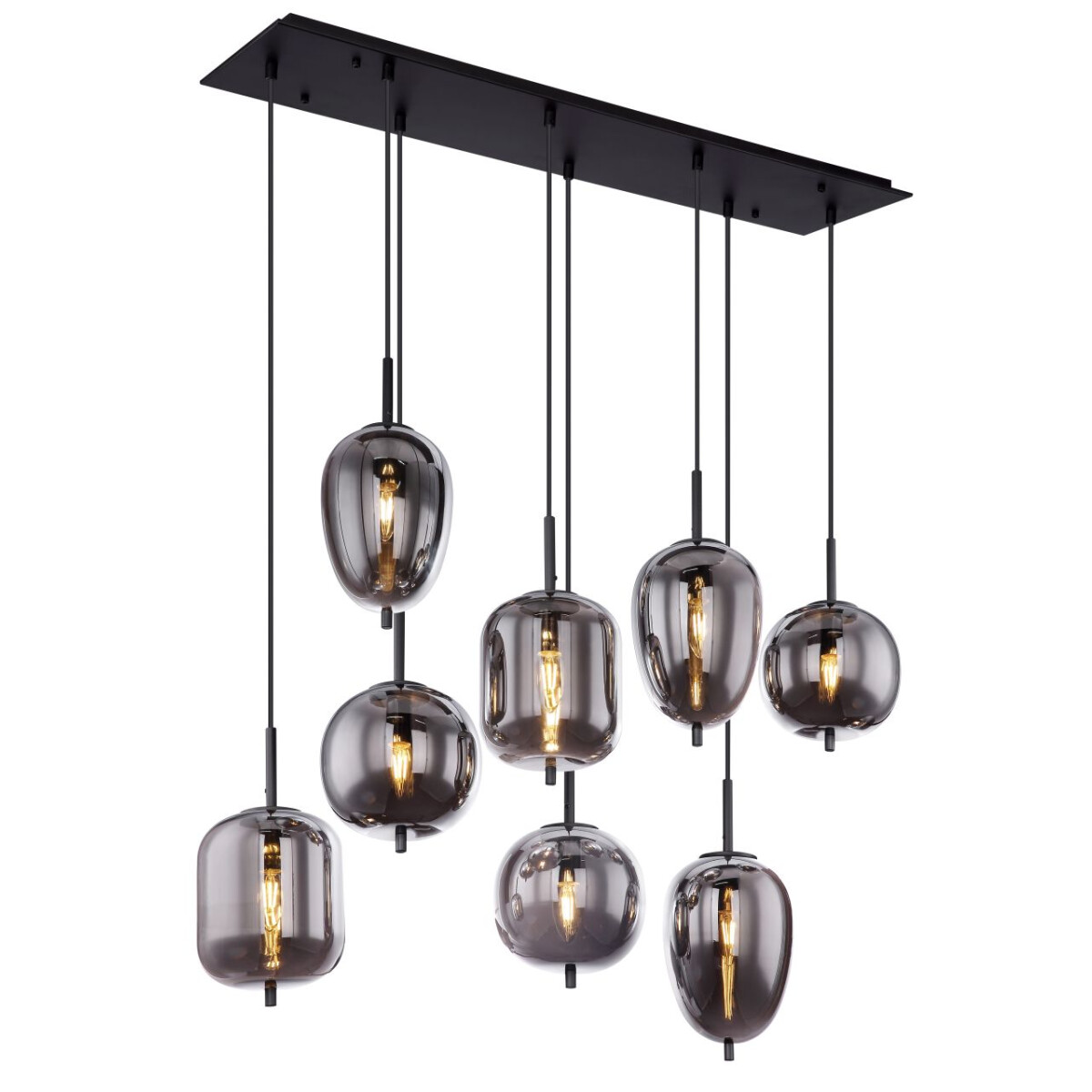 9007371389001 - - Pendel Hänge Leuchte Ess Zimmer Glas Lampe Decken Flur Beleuchtung schwarz rauch 15345-8