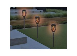 9007371390052 - lighting 3er-Set LED-Solar-Gartenstecker in Schwarz - (H)495 x Ø 75 cm